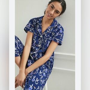 BedHead Navy and White Bunny-Print Short-Sleeve Pajama Set